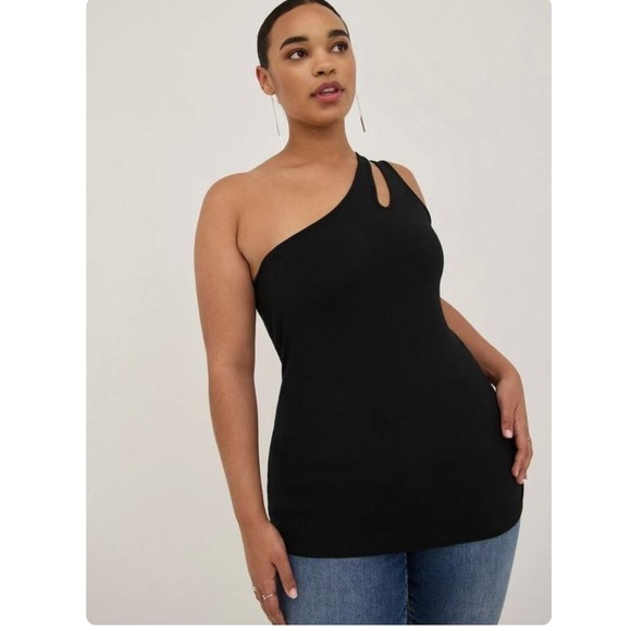 Torrid Black Foxy One Shoulder Cutout Top size 4X - Picture 3 of 9